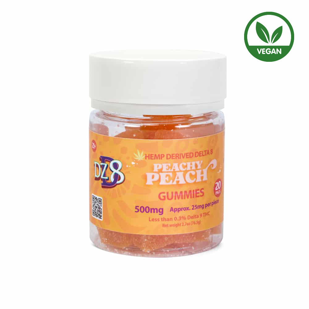 DZD8 HEMP DERIVED DELTA 8 THC 500MG GUMMIES 20CT | PEACHY PEACH