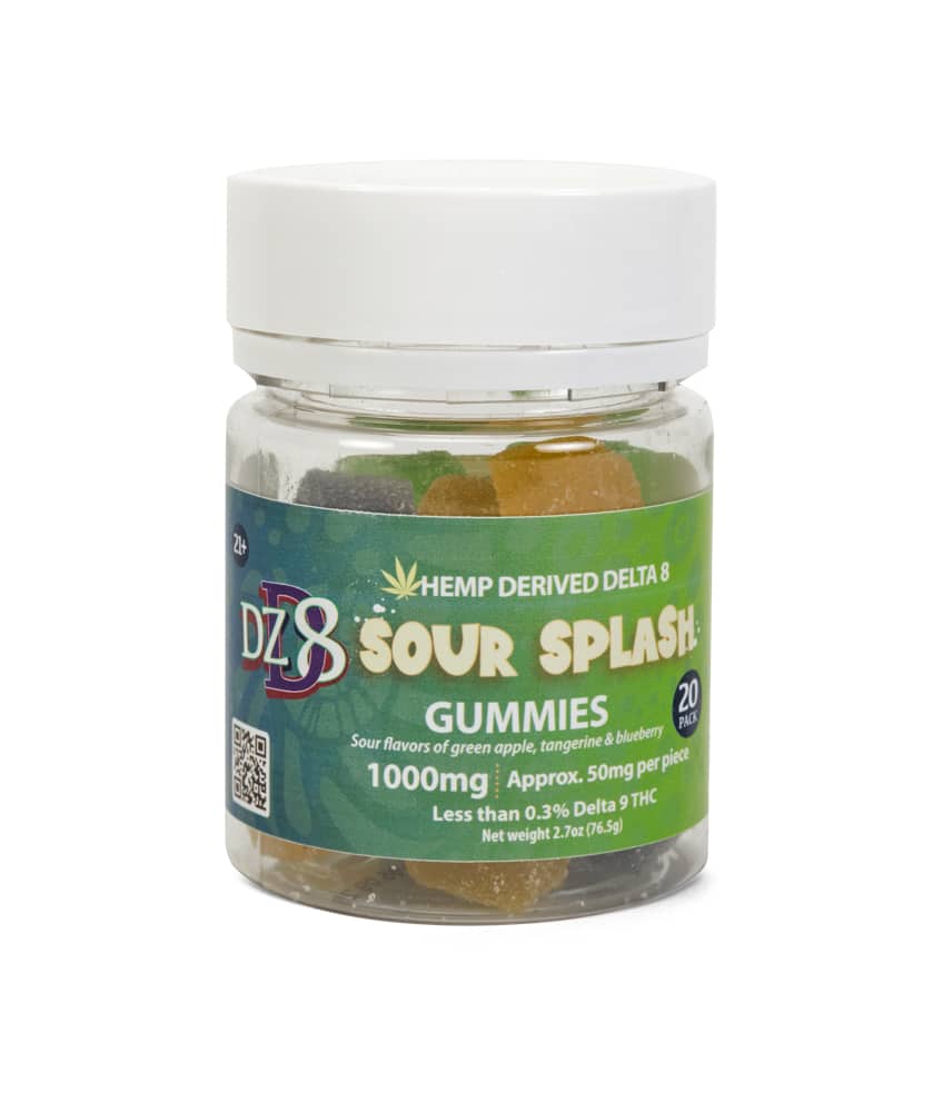 DZD8 HEMP DERIVED DELTA 8 THC 1000MG GUMMIES 20CT | SOUR SPLASH