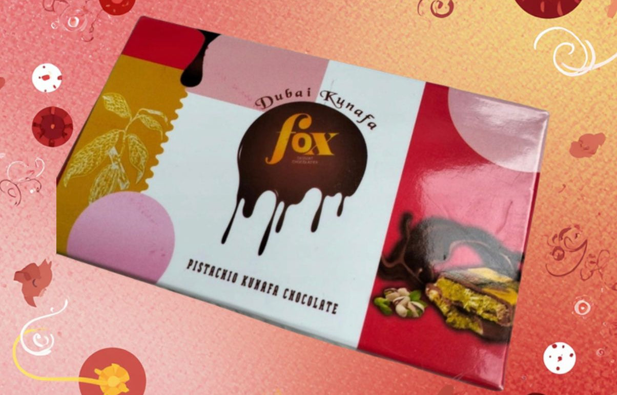 DUBAI KUNAFA CHOCOLATES 100GM BAR | 1CT  | RASPBERRY