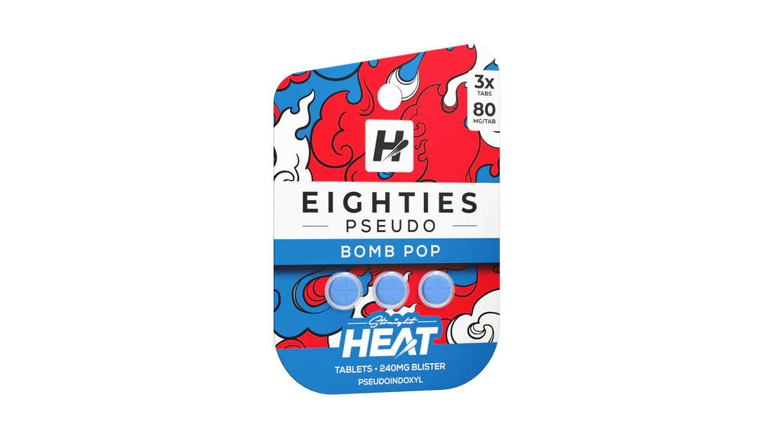 STRAIGHT HEAT EIGHTIES PSEUDO 80MG PER TABLET 3PK| BOMB POP