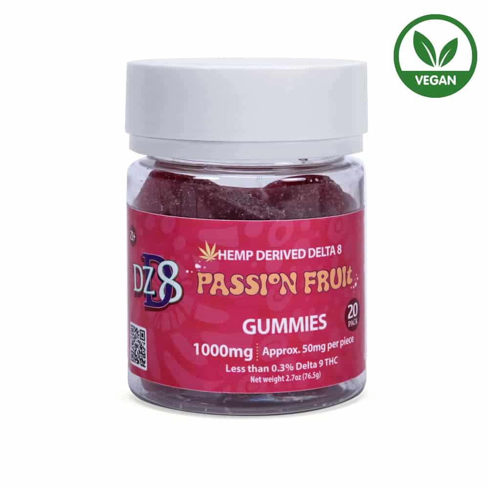 DZD8 HEMP DERIVED DELTA 8 THC 1000MG GUMMIES 20CT | PASSIONFRUIT