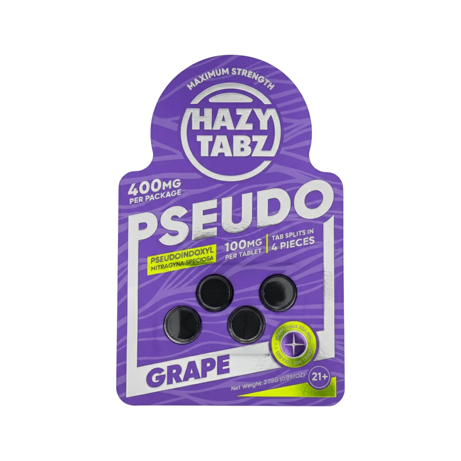 HAZY TABZ PSEUDO 100MG PER TABLET | 4CT | GRAPE
