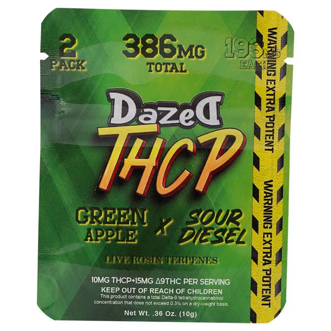 DAZED THCP LIVE ROSIN TERPENES GUMMY | 2CT| GREEN APPLE + SOUR DIESEL