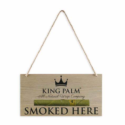 KING PALM "SMOKED HERE" WOODEN HANG SIGN