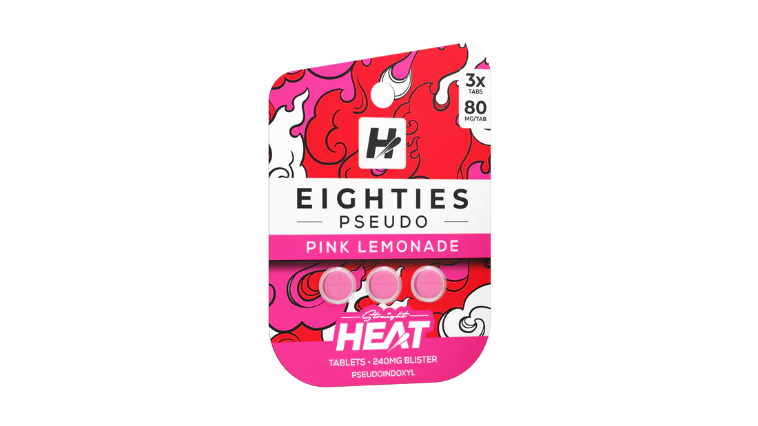 STRAIGHT HEAT EIGHTIES PSEUDO 80MG PER TABLET 3PK | PINK LEMONADE