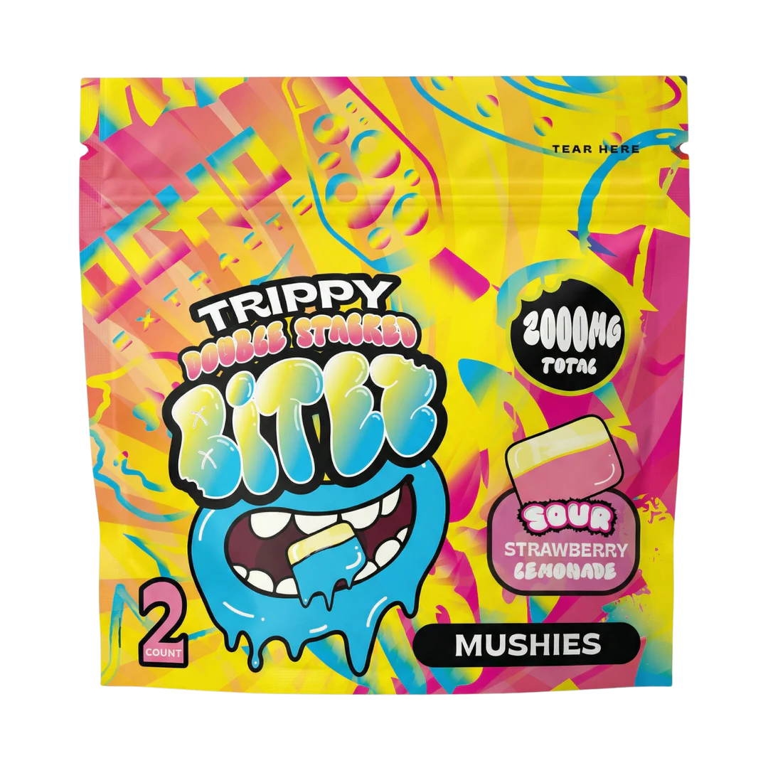 TRIPPY BITEZ MUSHIES | 2000MG PER BAG| SOUR STRAWBERRY LEMONADE+BLUE RAZZ-1CT