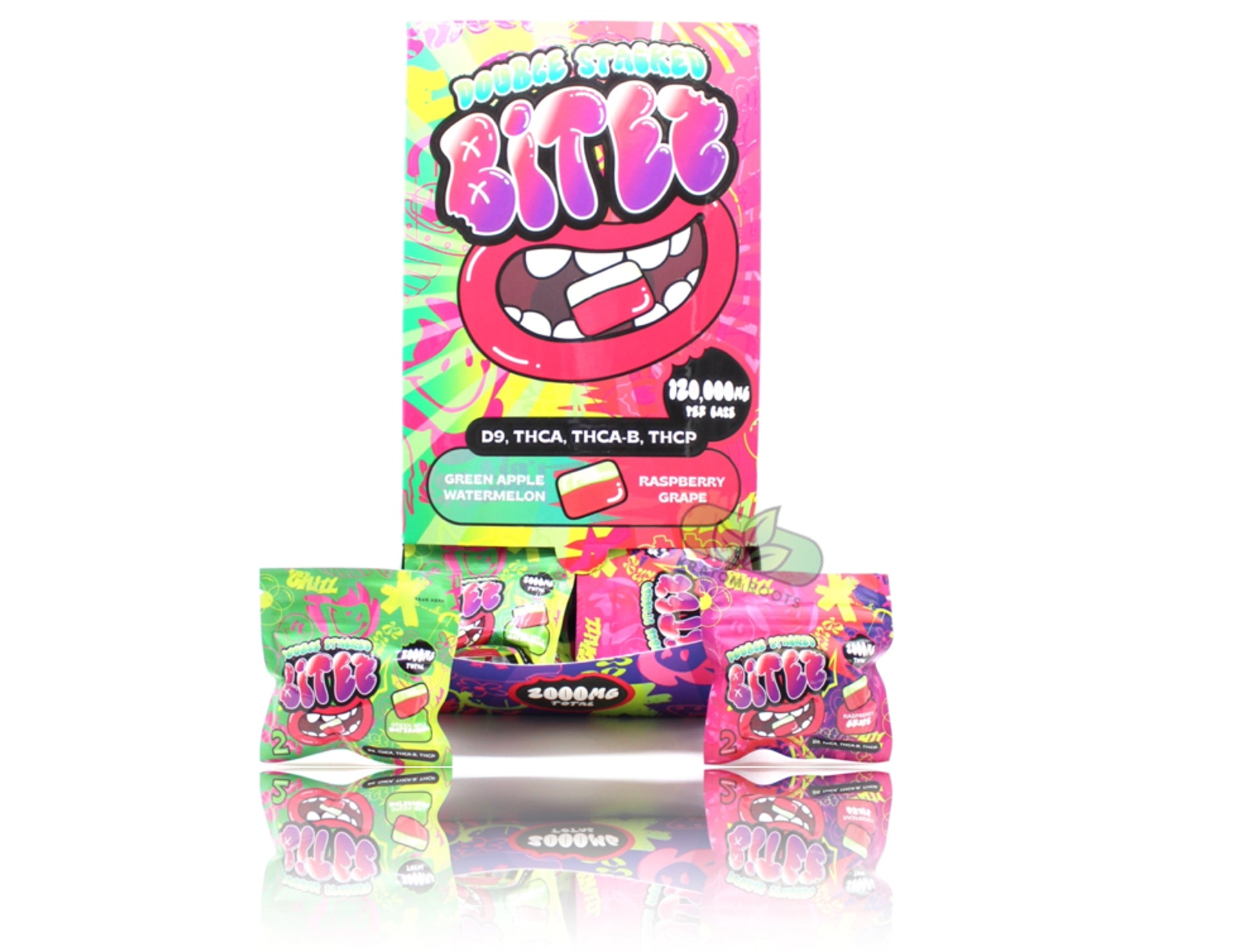 BITEZ OCHO GUMMY D9+THCA+THCA-B+THCP | 2000MG PER BAG | GREEN APPLE WATERMELON + RASPBERRY GRAPE- 1CT