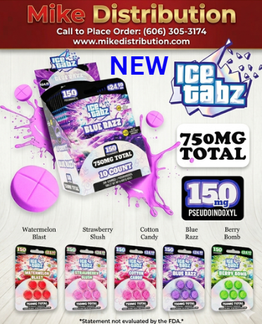 ICE TABZ PSEUDO 150MG PER TABLET | (PP$24.99) | 5CT| BLUE RAZZ