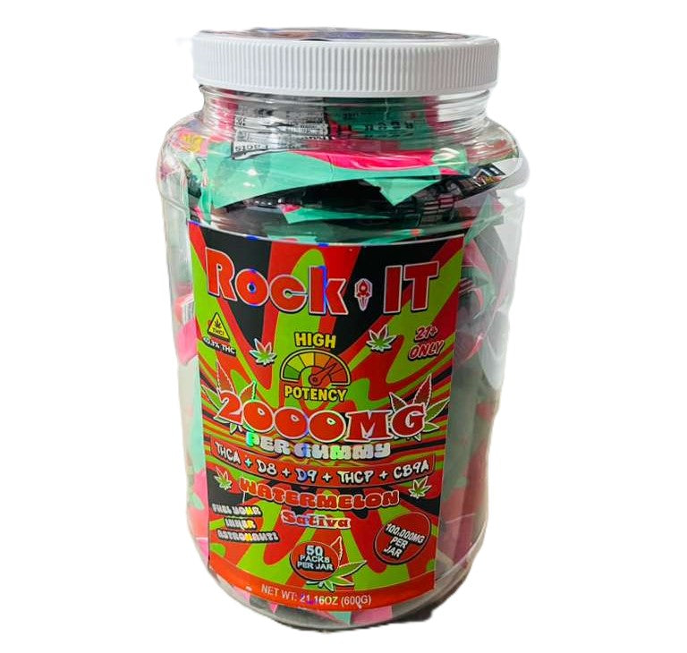 ROCK-IT GUMMIES 100,000MG | 2000MG PER PACK | THCA-DELTA9-DELTA8-THCP-HHC  | WATERMELON (SATIVA)