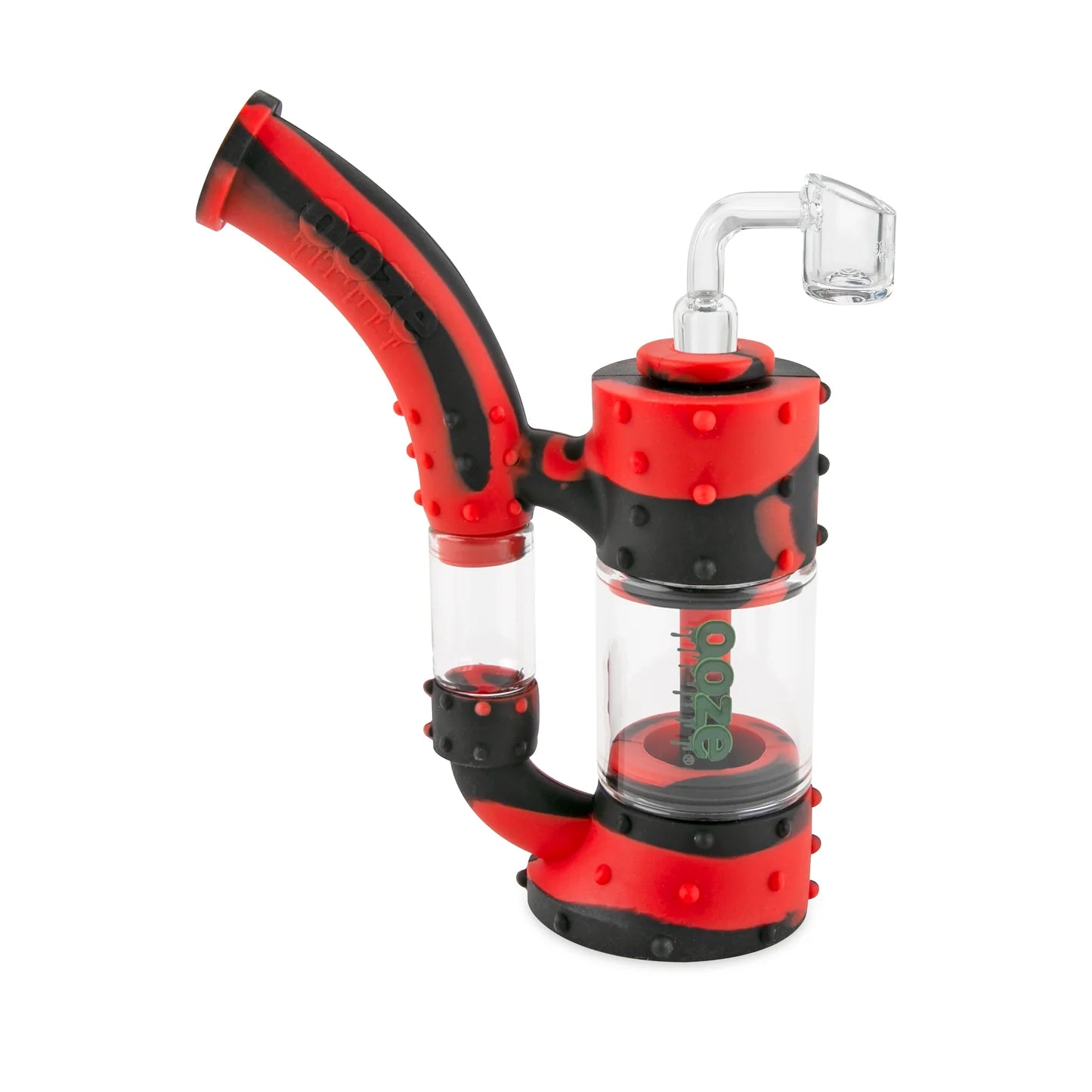 OOZE STACK PIPE SILICONE BUBBLER- BLACK/RED