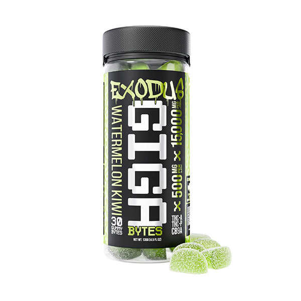 EXODUS GIGABYTES GUMMY | THC-A+THC-P+CB9A | 15,000MG PER JAR | 30CT PER PACK | WATERMELON KIWI