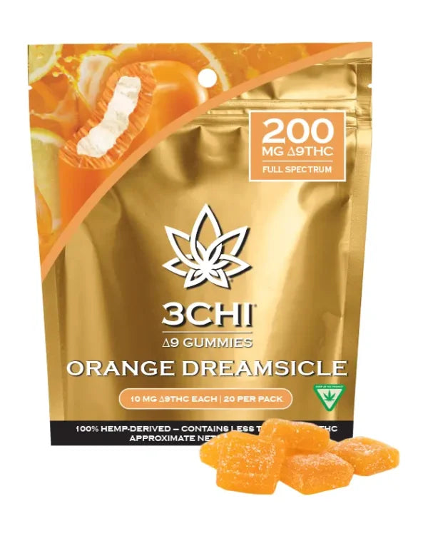 3CHI DELTA 9 GUMMIES | 200MG PER PACK | 20CT  | ORANGE DREAMSICLE