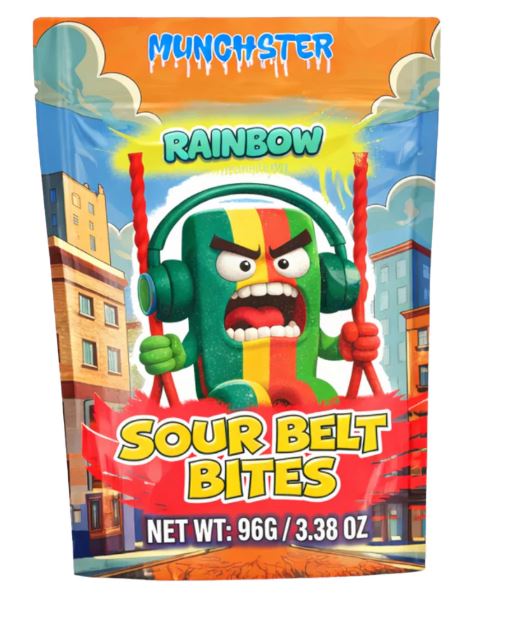 MUNCHSTER 3.38OZ SOUR BELT BITES CANDY | 1CT | RAINBOW
