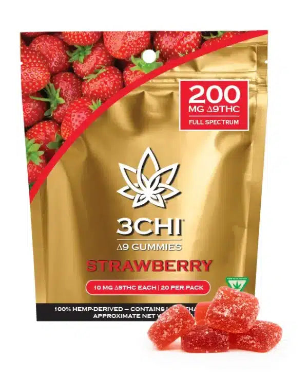 3CHI DELTA 9 GUMMIES | 200MG PER PACK | 20CT  | STRAWBERRY
